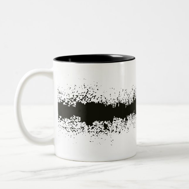 Caneca De Café Em Dois Tons Padrão abstrato grunge preto e branco (Esquerda)