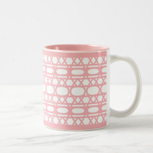 Caneca De Café Em Dois Tons Padrão Abstrato Rosa Elegante