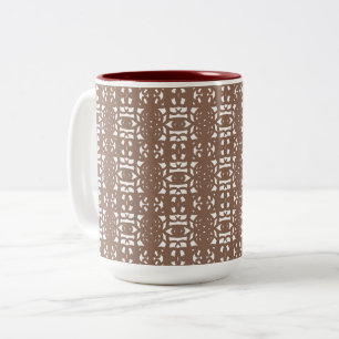 Caneca De Café Em Dois Tons Padrão Abstrato Único Marrom e Branco