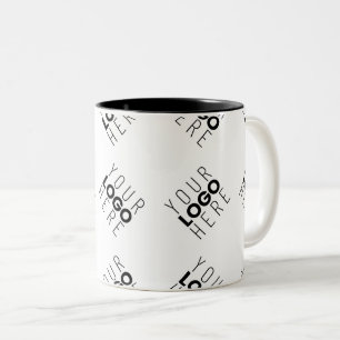 Caneca De Café Em Dois Tons Padrão Alternado de Logotipo ou Imagem Empresarial