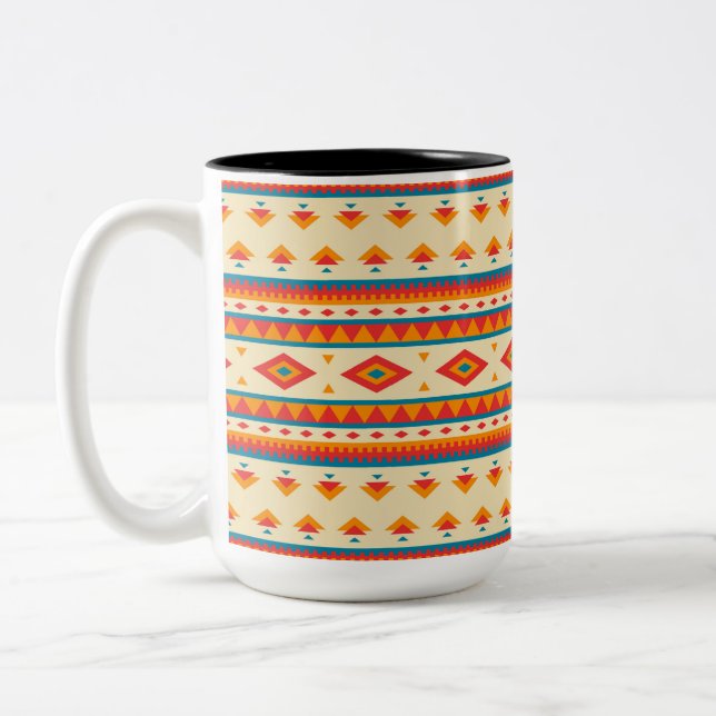 Caneca De Café Em Dois Tons Padrão Americano Nativo (Esquerda)