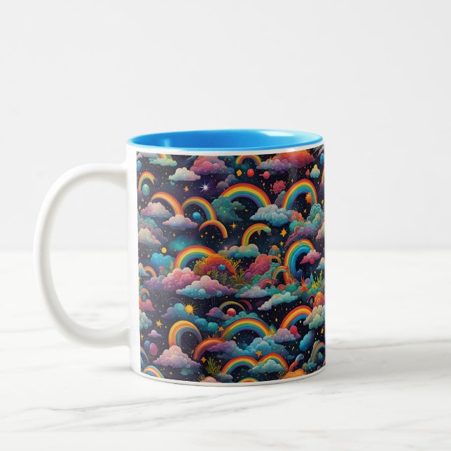 Caneca De Café Em Dois Tons padrão arco-íris ai (Esquerda)