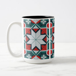 Caneca De Café Em Dois Tons Padrão caleidoscópico