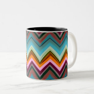 Caneca De Café Em Dois Tons Padrão Colorido de Forma V