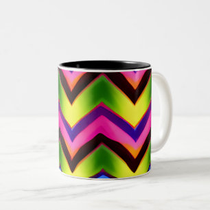 Caneca De Café Em Dois Tons Padrão Colorido de Forma V Sem Fios