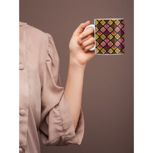 Caneca De Café Em Dois Tons Padrão colorido mexicano Dia de los Muertos