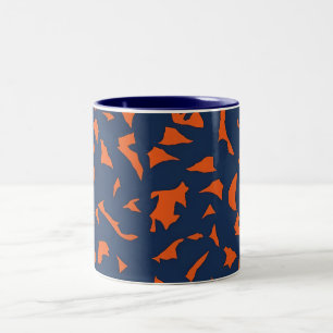 Caneca De Café Em Dois Tons Padrão Confete Terrazzo da Moda - Azul Naval e B