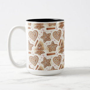 Caneca De Café Em Dois Tons Padrão contínuo de biscoito de gengibre aconchegan