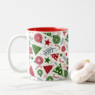 Caneca De Café Em Dois Tons Padrão da árvore de Natal