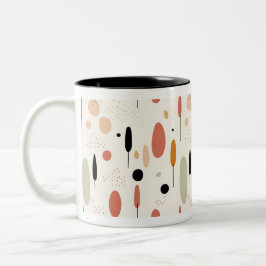 Caneca De Café Em Dois Tons Padrão de Abstrato boho minimalista
