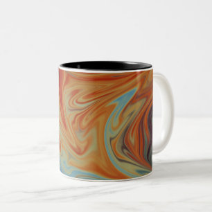 Caneca De Café Em Dois Tons Padrão de abstrato de fluido