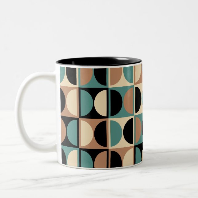 Caneca De Café Em Dois Tons Padrão de Abstrato Geométrico Moderno do meio sécu (Esquerda)