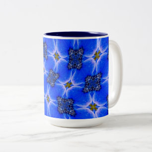 Caneca De Café Em Dois Tons Padrão de Anêmona do Jardim Azul