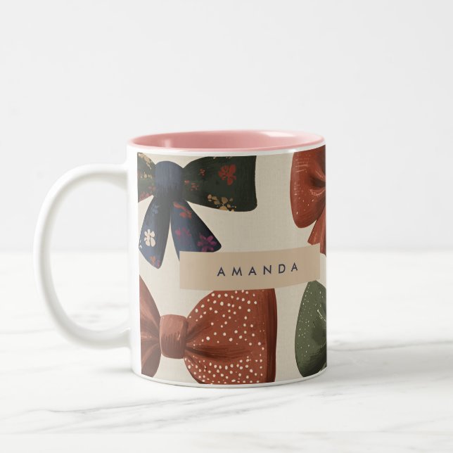 Caneca De Café Em Dois Tons Padrão de Arco de Imagem Personalizada do Monogram (Esquerda)