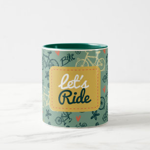 Caneca De Café Em Dois Tons Padrão de Bicicleta Verde Moderno da Corrida do va