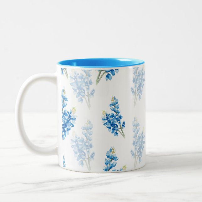 Caneca De Café Em Dois Tons Padrão de Bluebonnet (Esquerda)