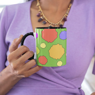 Caneca De Café Em Dois Tons Padrão de bolinhas colorido brilhante e ousado