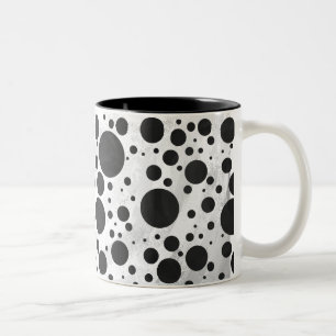 Caneca De Café Em Dois Tons Padrão de Bolinhas Preta Kohl