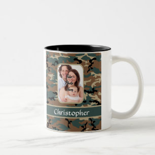 Caneca De Café Em Dois Tons Padrão de camo da floresta