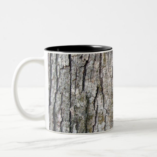 Caneca De Café Em Dois Tons Padrão de Casca de Carvalho (Esquerda)