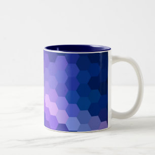 Caneca De Café Em Dois Tons Padrão de Chevron Hexagão Azul