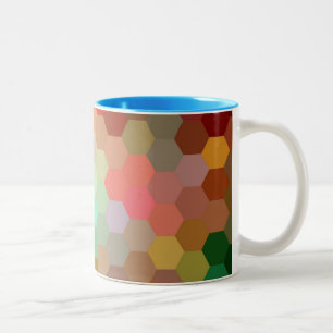 Caneca De Café Em Dois Tons Padrão de Chevron Hexágono Multicolor 2