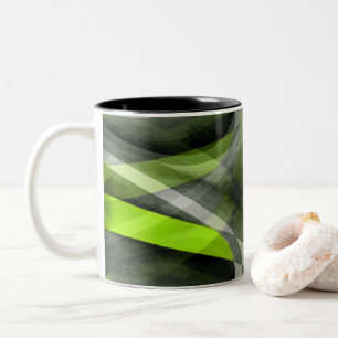 Caneca De Café Em Dois Tons Padrão de Cinzas e Curvas de Limão