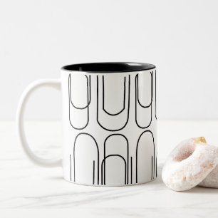 Caneca De Café Em Dois Tons Padrão de Clipes de Papel Preto e Branco