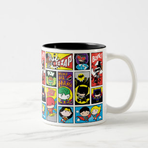 Caneca De Café Em Dois Tons Padrão de Compilação da Liga da Justiça de Chi