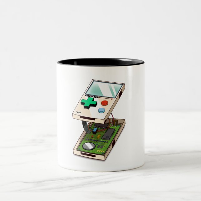 Caneca De Café Em Dois Tons Padrão de console de videogame. (Centro)