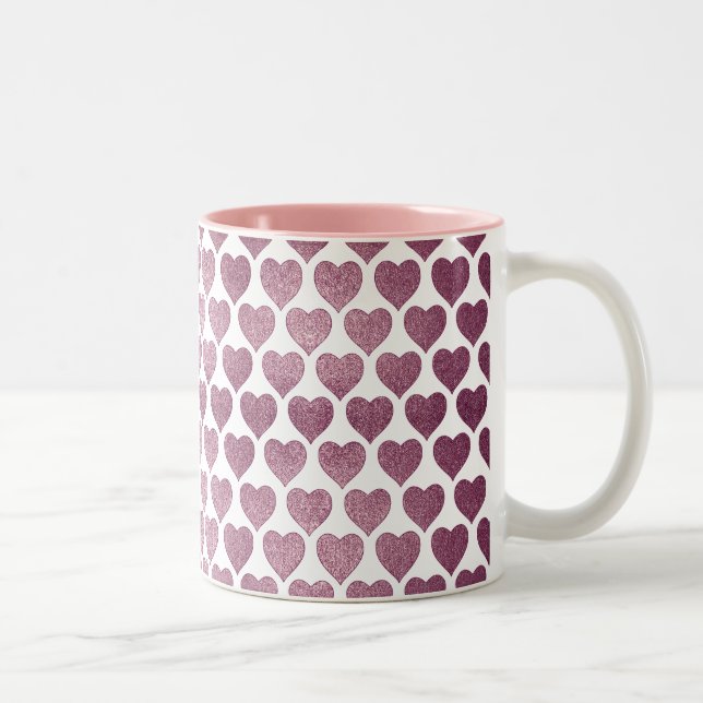 Caneca De Café Em Dois Tons Padrão de corações (Direita)