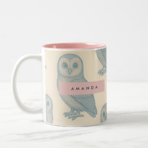 Caneca De Café Em Dois Tons Padrão de Coruja Caprichosa Personalizado