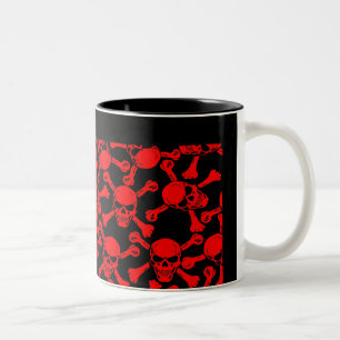 CANECA DE CAFÉ EM DOIS TONS PADRÃO DE CRÂNIOS GÓTICOS OSSOS CRUZADOS