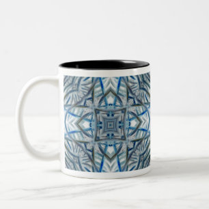Caneca De Café Em Dois Tons Padrão de Cristal Azul de Inverno