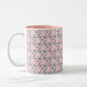 Caneca De Café Em Dois Tons Padrão de desenho animado de gato atigrado fofo em
