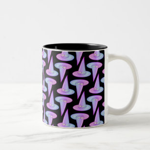 Caneca De Café Em Dois Tons Padrão De Desenho Azul Roxo De Feiticeira De Casc