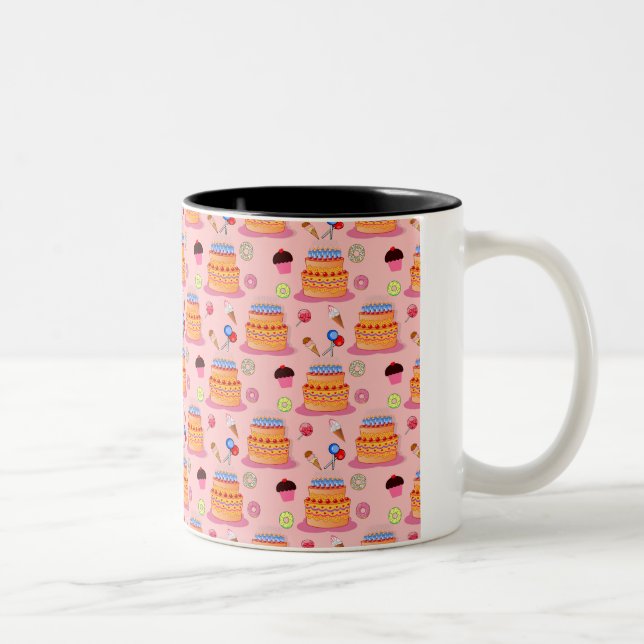 Caneca De Café Em Dois Tons Padrão de deserto de pastelaria (Direita)
