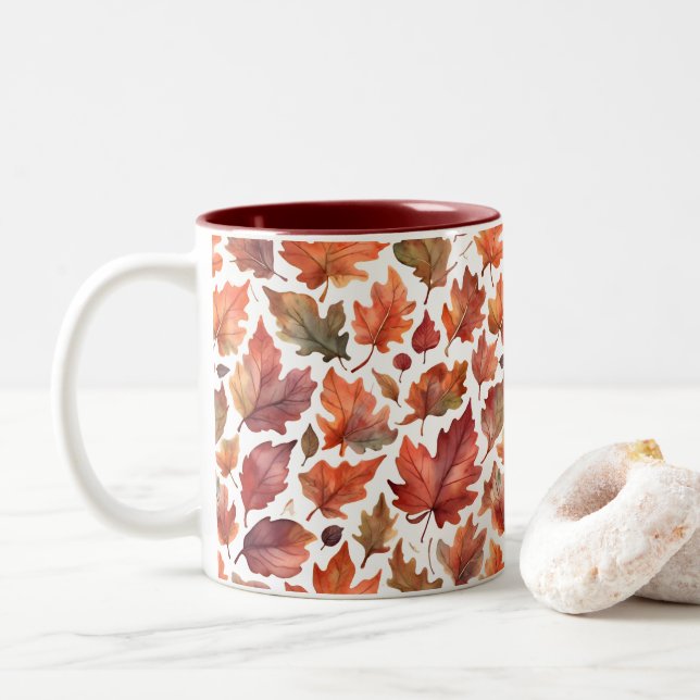 Caneca De Café Em Dois Tons Padrão de Design Radiância Rústica (Com Donut)