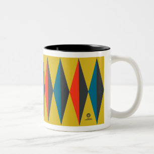 Caneca De Café Em Dois Tons Padrão de Diamante de Mod Retro
