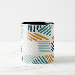Caneca De Café Em Dois Tons Padrão de Elemento Abstrato Plano Orgânico