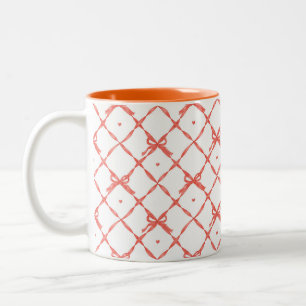 Caneca De Café Em Dois Tons Padrão de Fita de Frame Rhombus