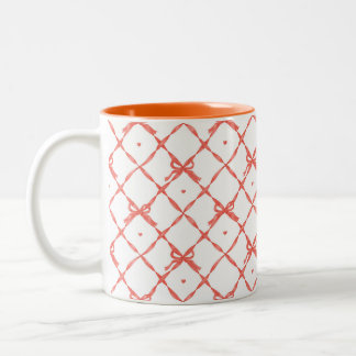 Caneca De Café Em Dois Tons Padrão de Fita de Frame Rhombus