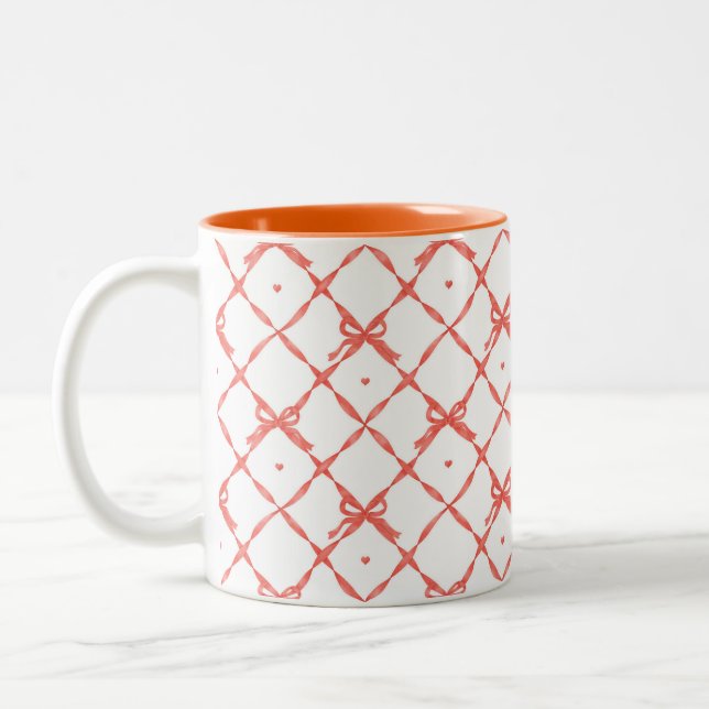 Caneca De Café Em Dois Tons Padrão de Fita de Frame Rhombus (Esquerda)