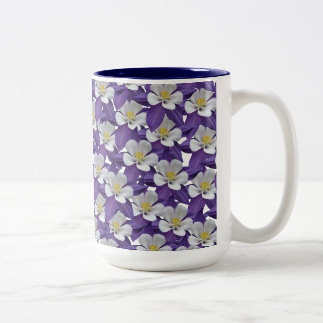 Caneca De Café Em Dois Tons Padrão de Flor Columbina (Direita)