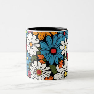 Caneca De Café Em Dois Tons Padrão de flor de margarida
