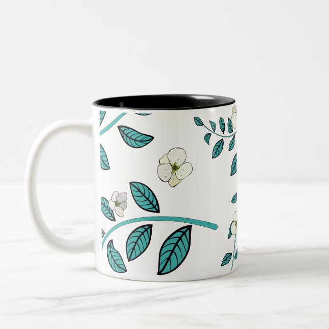 Caneca De Café Em Dois Tons Padrão de Flor Invisível (Esquerda)