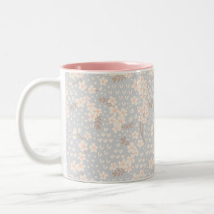 Caneca De Café Em Dois Tons Padrão de flor Não-me-esqueças