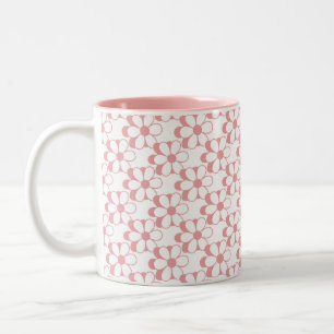 Caneca De Café Em Dois Tons Padrão de flor rosa e branca em Coff de duas cores