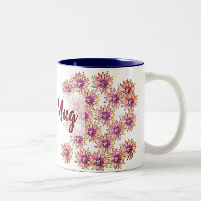 Caneca De Café Em Dois Tons Padrão de Flores (Direita)