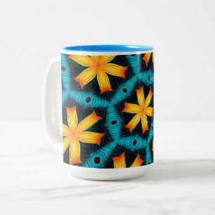 Caneca De Café Em Dois Tons Padrão de Flores de Abstrato Bonito
